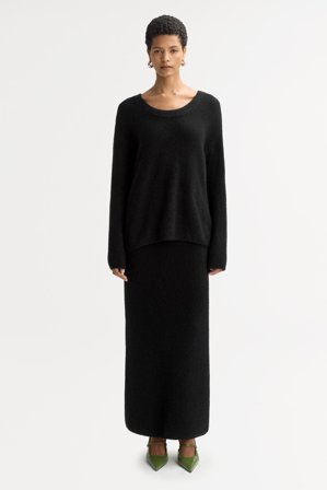 Soft Goat - Boucle Skirt - Cashmere skirt - M - Black