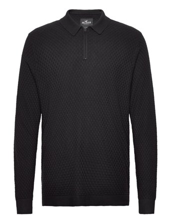 Hco. Guys Sweaters Knitwear Long Sleeve Knitted Polos Svart Hollister*Betinget Tilbud