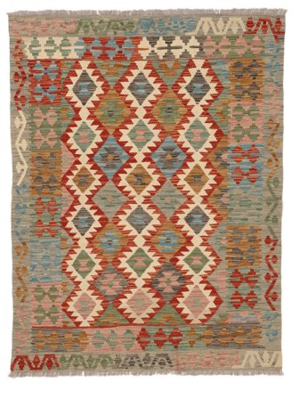 Tejida A Mano Kilim Afghan Old Style Alfombra 132X173 De Lana Marrón/Rojo Oscuro Pequeño