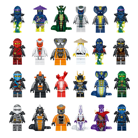 Sæt med 24 Ninja Minifigurer Kai Jay Sensei Wu Master Byggeklodser Legetøj 24 STK/Sæt