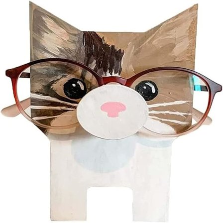 Lasitelineen pidike Eläin Puinen Silmälasitelineen pidike Söpö Eläin Lemmikkieläin Lasitelineen pidike Kissa Käsintehty Puinen Eläimen muotoinen 