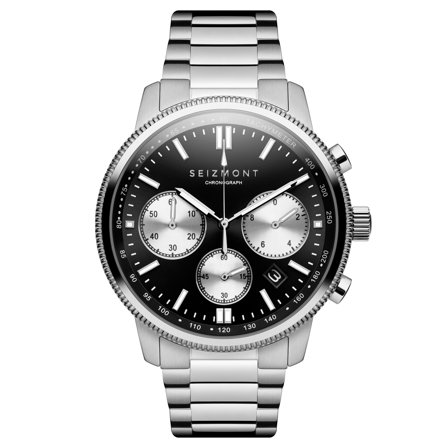 Chronum | Silver-tone and Black Stainless Steel Chronograph Watch for Men - Wrist watches