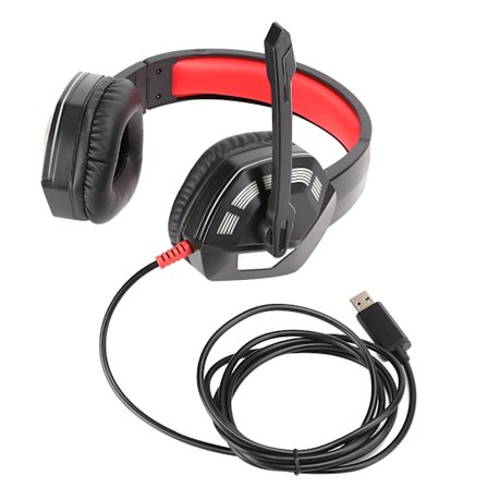 7.1 Surroundljud Gaming Hörlurar med Brusreducerande Mikrofon RGB-ljus för Xbox One svart röd