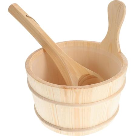 2 stk. Saunaspand i træ og øsesæt Saunavandspand Træøsesæt Tøndesæt Saunadampsvand Tilbehør