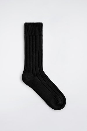 COS Men's Tjocka Ribbstickade Bomullsstrumpor in Svart