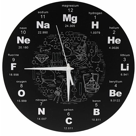Periodisk System over Elementerne Vægkunst Kemiske Symboler Væg Ur Uddannelsesmæssig Elementær Visning Klasseværelse Ur Lærer Gave Sort
