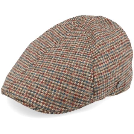 Lierys - Beige Czapka Z Daszkiem - Duck Cap Wool Beige/Red/Blue Flat Cap @ Hatstore