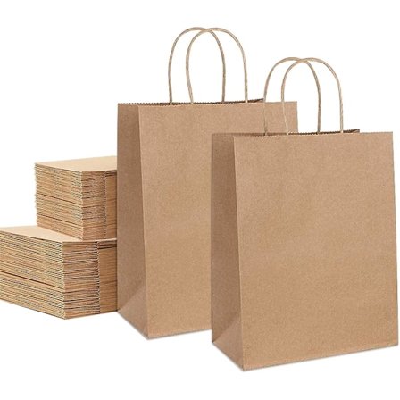 50 st Kraftpapperspåsar med handtag Återvinningsbara presentpåsar Bruna påsar 2 storlekar