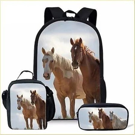 Studentryggsäck Anime Söt Häst Skolväska Ryggsäck Portfölj Messenger Bag Pennväska Tredelat Set Gåva