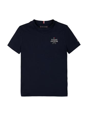 Th Logo Puff Print Reg Tee Ss Tops T-shirts Short-sleeved Navy Tommy Hilfiger