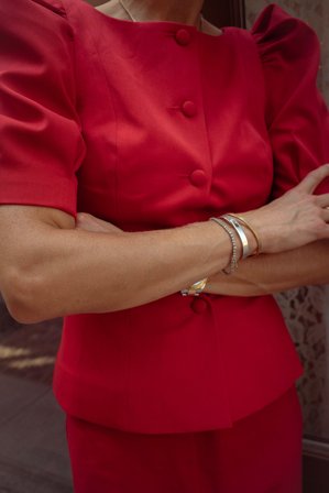 Cecilie Haugaard x NA-KD Tailored Puff Sleeve Blouse - Bluser - Rød - EU 32