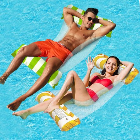 Pool Hammock, Set of 2 Flytande Hängmatta Flytande Säng Solstol Uppblåsbar 4-i-1 Bärbar Fällbar Flytande Hängmatta Ultralätt Flytande Hängmatta,Orange
