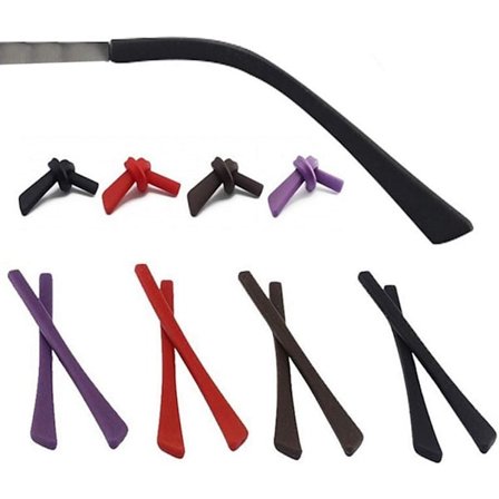 Par Silikon Halkfria Glasögon Ändspetsar Öronstrumpor Rörhylsa Glasögonhållare Komfortspetsar för Tunna Metallglasögonben