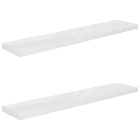 Vidaxl Svävande Vägghyllor 2 St Vit Högglans 120x23,5x3,8 Cm Mdf Vit
