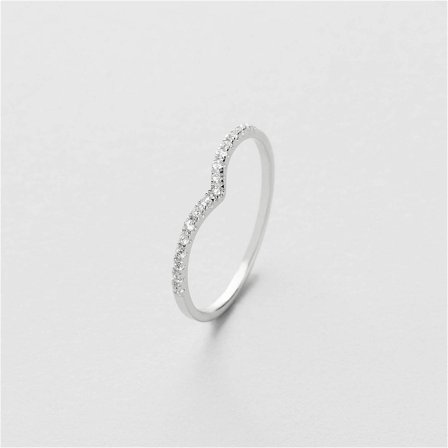 Diamond Wishbone Ring - 14K SOLID VITT GULD - Safira