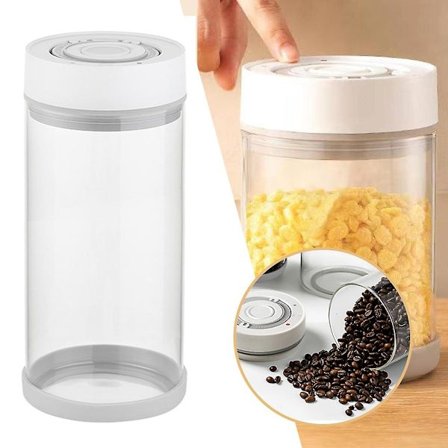 Vakuumförslutande matförvaringsburk, vattentät, för förvaring av flingor, godis, nötter och bönor