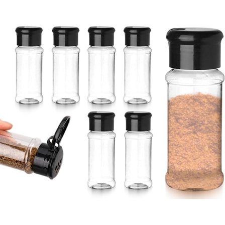 Pakke med krydderglass i plast, tomme krydderglass, klar krydderbeholder, krydderbeholder, liten krydderboks, oppbevaringsglass, oppbevaringsglass med