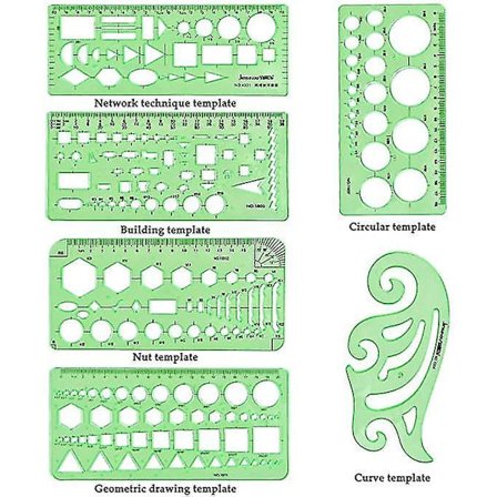 11 st Mätlinjalmallar i Plast för Ritning
