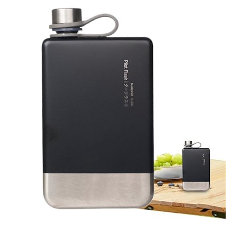 Bærbar Flat Reisekantine Rustfritt Stål Flat Vannflaske Svart Lekkasjesikker Kompakt For Juice Kaffe Brus Brennevin (FMY)