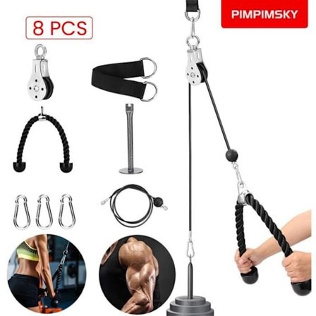 PIMPIMSKY Treningsapparat med trinse og kabel, DIY lastespindel, løfte-tricepsmaskin med tau