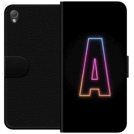 Kompatibel Tegnebogsetui til Sony Sony Xperia Z3 Minimalistisk neonbogstav A i regnbuefarvet lys mod sort baggrund i moderne typografisk stil