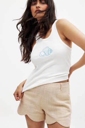 Handpicked x NA-KD Tank-Top mit Stickerei - Tops - Weiß - XL (EU 46)