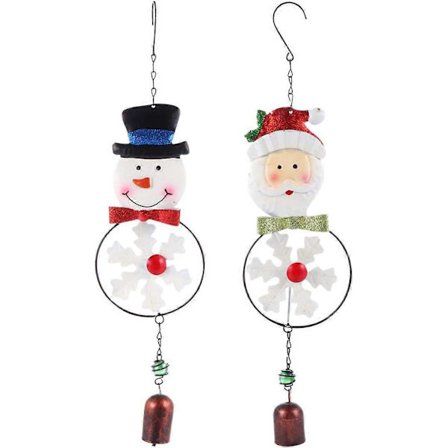 Sæt med 2 Metal Snemand Juleklokker med Klokke til Ophængning til Ferievindue ZeGoods