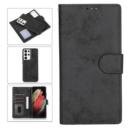 Plånboksfodral för Galaxy S21 Ultra, svart