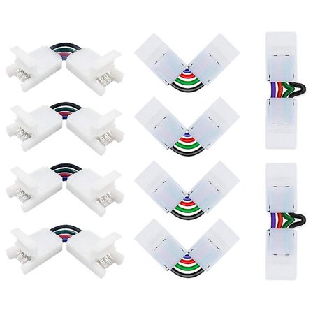 10 stk L-formede 4-bens stik 90-180 grader LED-strimler 10 mm bredde
