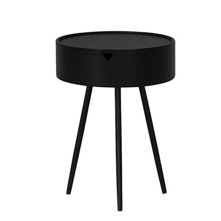 Rund Sidobord Förvaringslösning | Soffbord, Nattduksbord eller Lågt Bord H 54 cm x D 40 cm | Svart