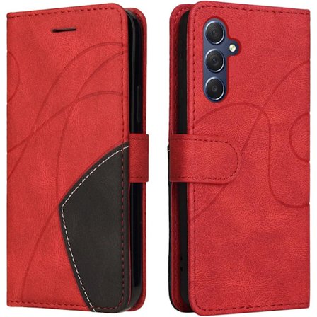 Samsung A16 puhelin suojakotelo geometrinen iskunkestävä lompakkokotelo PU-nahkaa korttipaikoilla, taitettava jalusta magneettikiinnityksellä - 