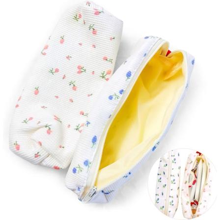 2-pack Söt Blommig Pennafodral, Kawaii Estetisk Pennväska, Skrivbordsartiklar Kosmetisk Sminkväska
