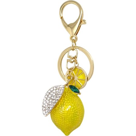 1 st Söt Citron Nyckelring Glittrande Strass Frukt Nyckelring Dekor Hänge i en Låda kompatibel Väska Plånbok Bil Smycken Gåva