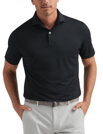 Peter Millar Soul Performance Mesh Polo - Edwin Spread Collar - Black - XXL