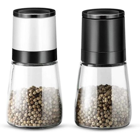 Käsikäyttöinen suolamylly, 2 kpl Käsikäyttöinen suolamylly pippurimylly keraaminen jauhatus Mausta täydelliseksi säädettävällä karkeudella Helppo 