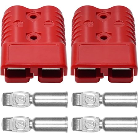 2 STK. Anderson Konnektor 175Amp 600V RØD Stik Kabel Terminal Batteri Strøm