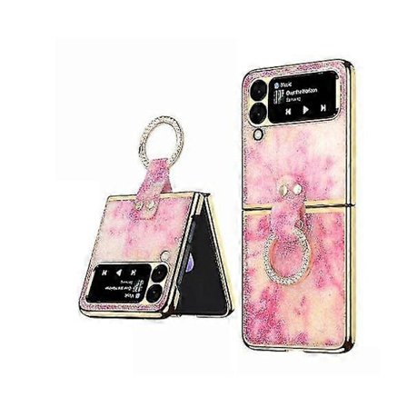 Glitter Skal Kompatibelt Med Samsung Galaxy Z Flip 3 Med Ring Kickstand Hållare Strass, Glänsande Ställskydd