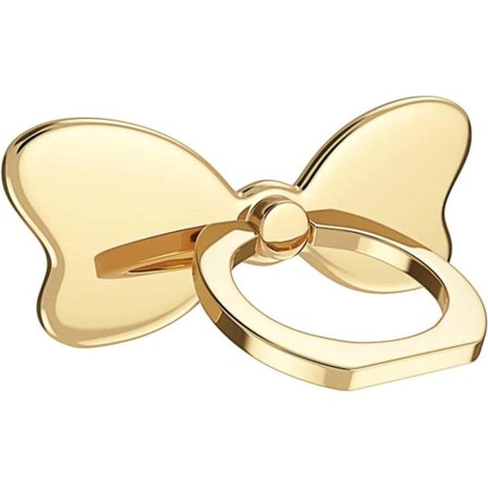 Metallinen puhelimen sormipidike, vakaa teline, kokoontaitettava kädensija, silmukkakiinnike autotelineeseen (Kulta)