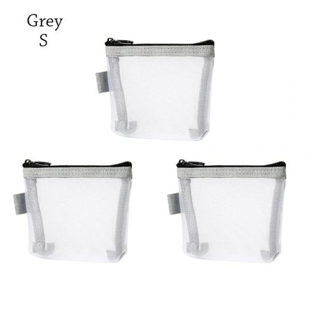 3 st Mini Myntpåsar Förvaringsväska GRÅ S grå S