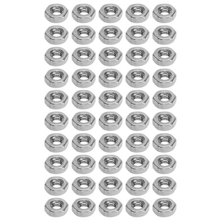 50 stk. A2-70 rustfri stål sekskantmøtrikker M2 til industrimaskiner