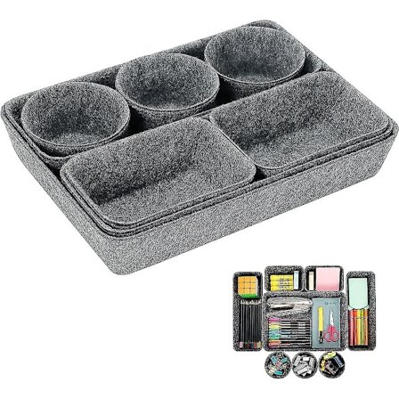 8 stk. Filt Skuffeorganisatorer, Stabelbare Skuffeorganisator, Osmetisk Opbevaringsorganisator, Til Hjemmet, Kontoret, Kosmetik