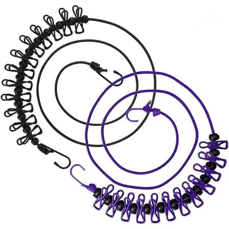 Joustava pyykkiteline, Wanxida Kannettava Pyykin Kuivausteline 13 Mustalla Asettelu Silmukalla Leirintään Vaellukseen Rannalle Matkalle Ja 