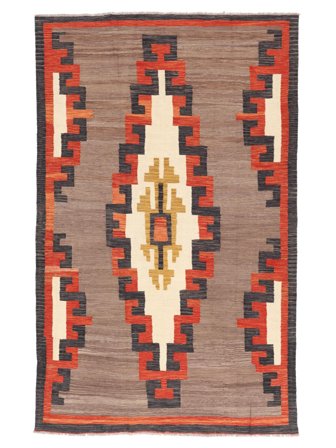 Håndvævet Kelim Moderne 191X305 Uldtæppe Brun/Sort