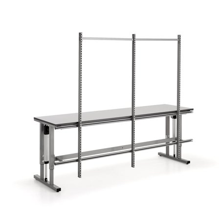 Påbyggnadsram med 3 pelare till elbord, 2500x600 mm