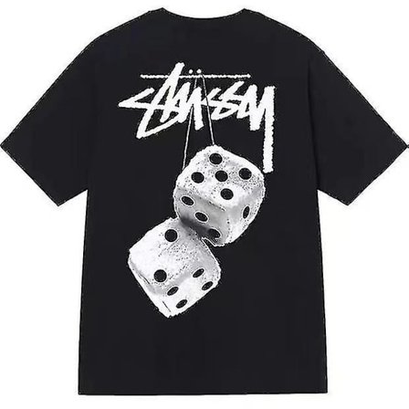 Betterlifefg - Kortærmet T-shirt med Terninger Print, Casual Mode, Løstsiddende Trøje, Sort