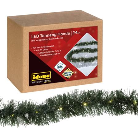 Led-grenkrans Med 24 Lysdioder I 2,2 M Varmvitt, Med 6 Timmar