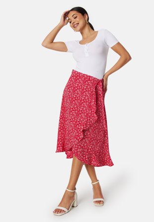 BUBBLEROOM Flounce Midi Wrap Skirt Klær
