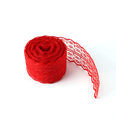 10 m / rulla 4,5 cm leveä pitsinauha DIY-koristeellinen pitsityö häihin, syntymäpäivään, jouluun (punainen)