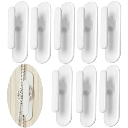 8 stk. selvklæbende persiennetrekroge, limet til vægmonterede persienner, selvklæbende kroge til dørpersienner, hvide selvklæbende persienner