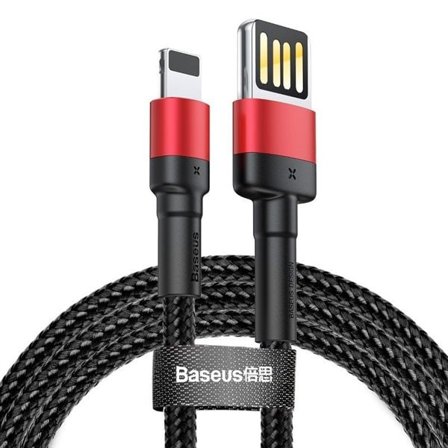 Baseus Cafule Dobbeltsidig USB Lightning-kabel 2,4A 1m (svart + rød)